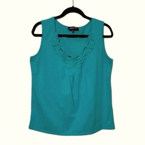 Jones New York Teal Sleeveless Blouse